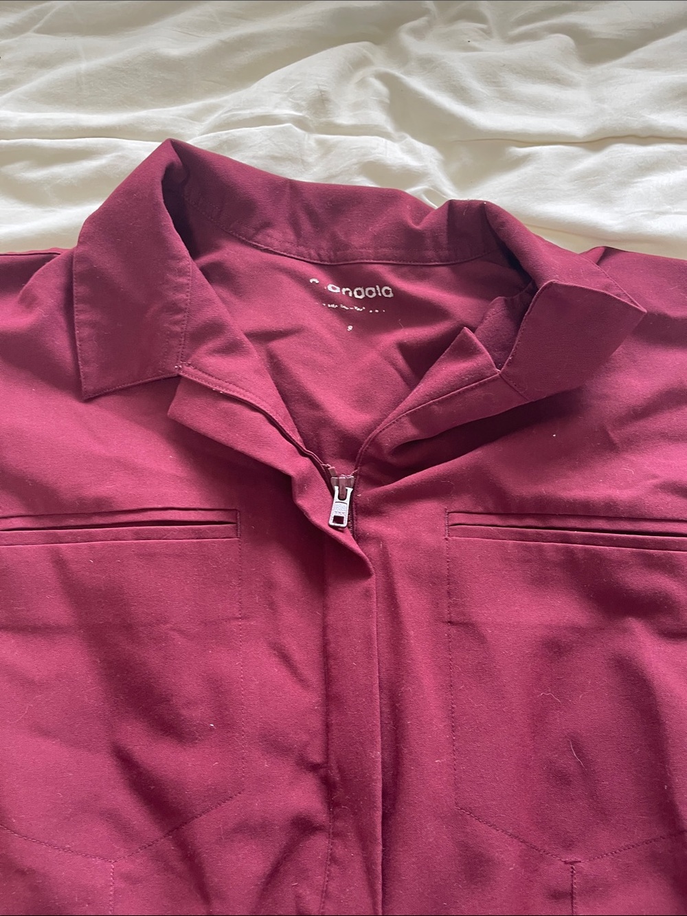 Mandala Women's Burgundy scrubs Jumpsuit - Picture 3 of 6